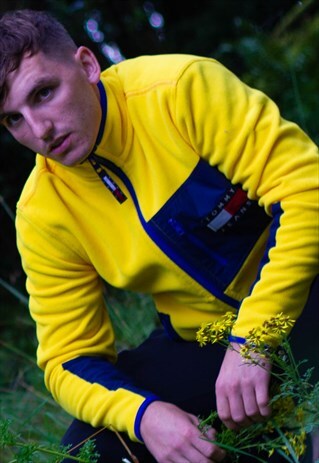 NEW TOMMY HILFIGER 90'S YELLOW FLEECE ZIP LOGO JACKET