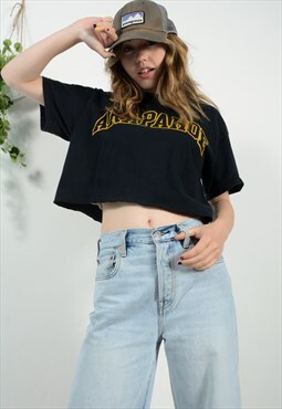 Vintage 90s  Cropped T-Shirt Black Size M