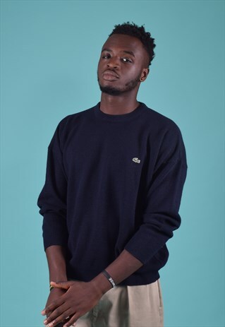 VINTAGE LACOSTE NAVY KNITTED JUMPER
