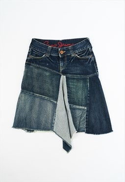 Y2K Vintage Pepe Jeans Asymmetrical Raw Hem Patchwork Denim 