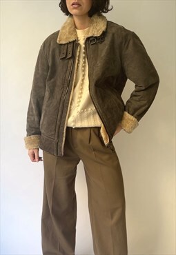 Vintage Faded Grey Shearling Jacket