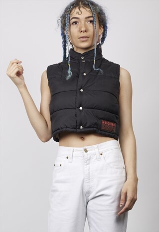 VINTAGE 90'S MOSCHINO CROPPED BLACK GILET