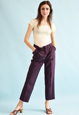 90'S RETRO FESTIVAL REGULAR WAIST STRIPED TAPERED TROUSERS