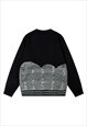 COLOR BLOCK SWEATER CONTRAST KNITWEAR JUMPER GRUNGE TOP