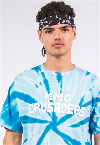 90S VINTAGE TIE DYE T-SHIRT BLUE SPIRAL