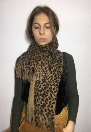 VINTAGE 90' BEAUTIFUL UNISEX LEOPARD PRINTED SCARF