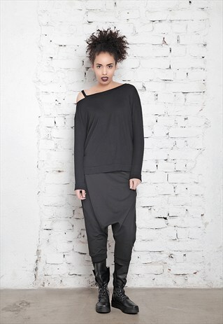 ASYMMETRICAL DRESS/EXTRAVAGANT TUNIC/PARTY TUNIC/BLACK TOP