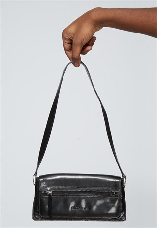 VINTAGE CK BY CALVIN KLEIN MINI SMALL BAG IN BLACK LEATHER