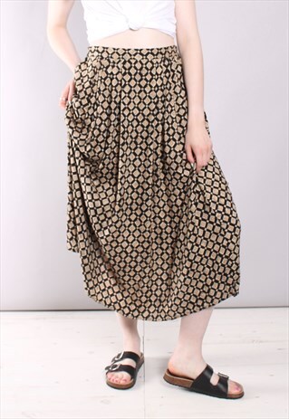 VINTAGE 90S GEOMETRIC PATTERNED MIDI SKIRT
