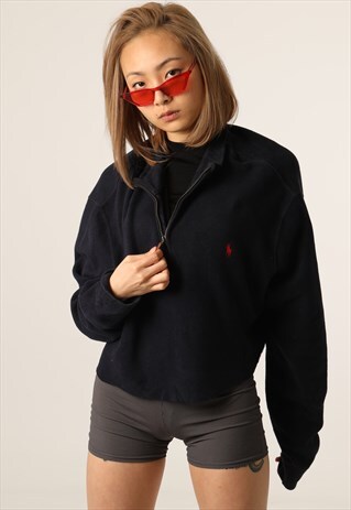 VINTAGE POLO RALPH LAUREN CROPPED 1/4 ZIP SWEATSHIRT
