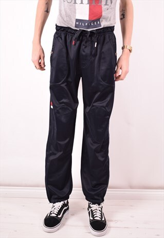 FILA MENS VINTAGE TRACKSUIT TROUSERS XL NAVY BLUE 90S