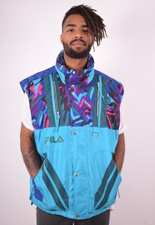 FILA MENS VINTAGE SKI GILET XL MULTI 90S
