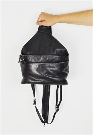 BLACK LEATHER RUCKSACK BAG
