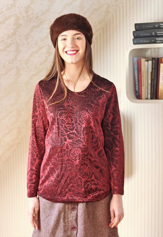 RED GLITTERY SPARKLY TOP BLOUSE