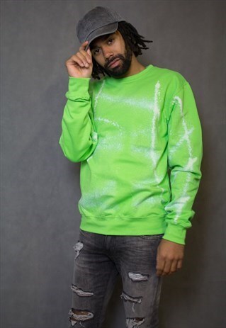ACID WASH LIME GREEN RETRO FIT SWEATSHIRT