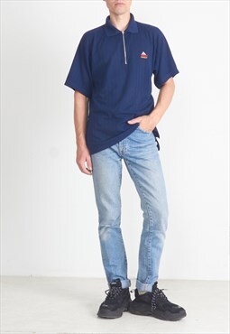 Vintage Navy ADIDAS Polo Short Sleeve Top T-shirt