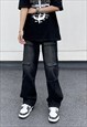 BLACK WASHED DENIM JEANS PANTS TROUSERS