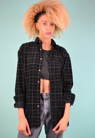 VINTAGE 90'S CHECKED CORDUROY BOYFRIEND SHIRT