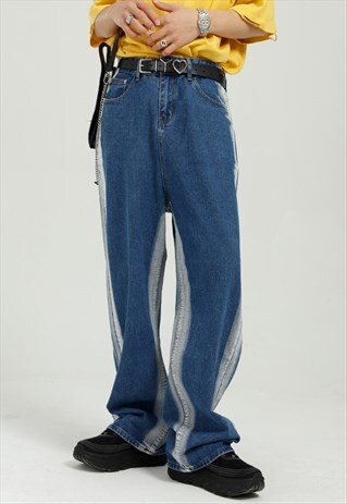 KALODIS CONTRASTING TRENDY LOOSE JEANS