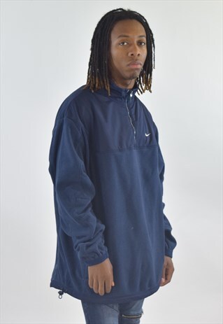 VINTAGE 90S NAVY BLUE NIKE 1/4 ZIP FLEECE