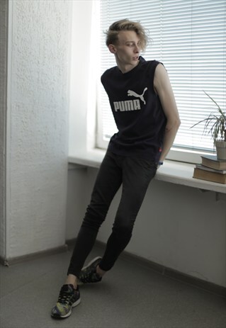 VINTAGE 80'S NAVY BLUE PUMA VEST