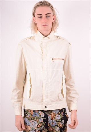 MENS VINTAGE JACKET MEDIUM OFF WHITE 90S