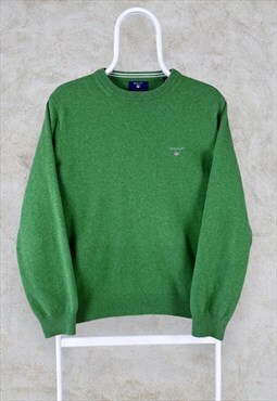 Gant Super Fine Lambswool Jumper Green Wool Men's Small