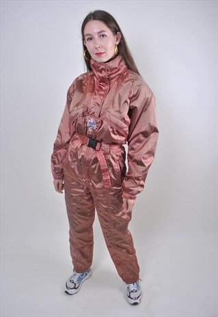 80S BRIGHT BRONZE HOODED SKI SUIT WITH BELT