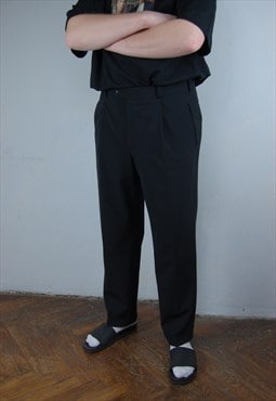 Vintage 80's casual baggy suit party trousers in black