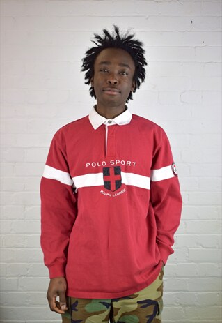 VINTAGE 90'S POLO RALPH LAUREN 1/4 BUTTON SWEATSHIRT