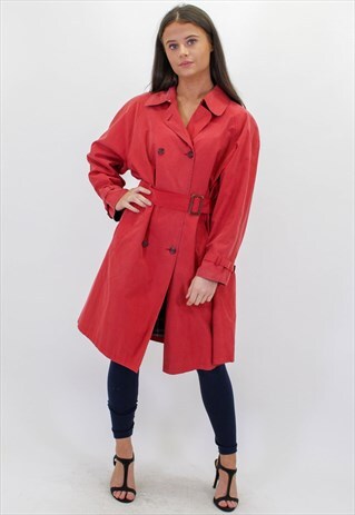 VINTAGE BURBERRY TRENCH COAT IN RED