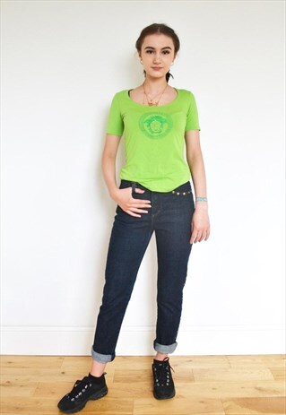 VINTAGE 90'S VERSACE GREEN MEDUSA TOP