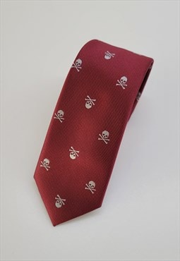 Skull Pattern Tie in Red Color
