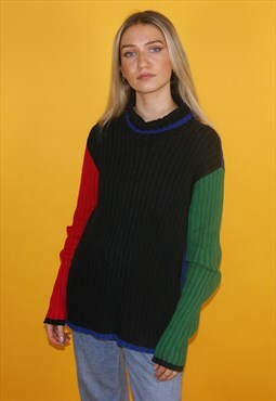 Vintage Y2K Tommy Hilfiger Black Knitwear Jumper Size XL