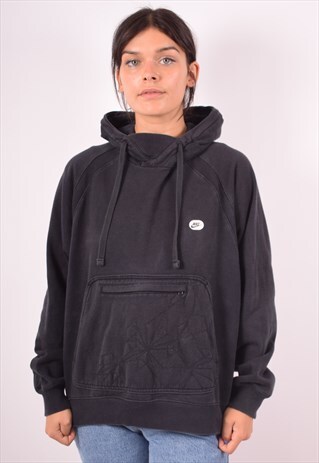 NIKE WOMENS VINTAGE HOODIE JUMPER XL BLACK 90S