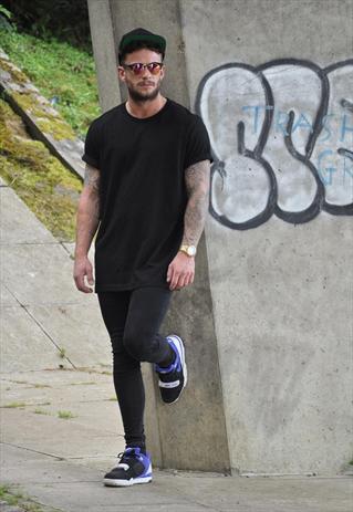 NEW PLAIN OVERSIZE BLACK COTTON TEE TSHIRT TOP
