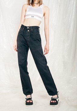 Vintage Replay Jeans 90s High Rise Denim Pants in Black