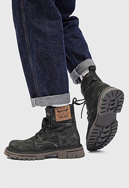 Denim boots tractor platform jean shoes skater trainers blue