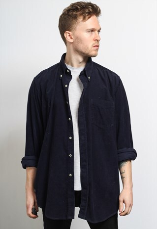 VINTAGE CORDUROY CORD SHIRT BLUE