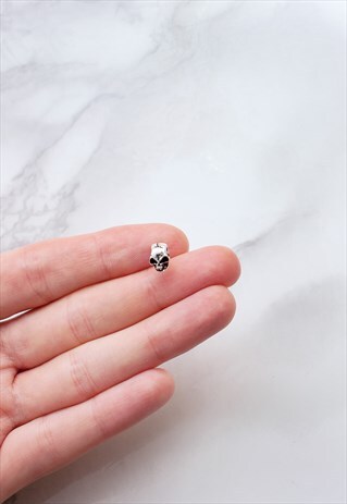 MEN'S STUD EARRING SOLID SKULL 925 SILVER SMALL JEWELLERY