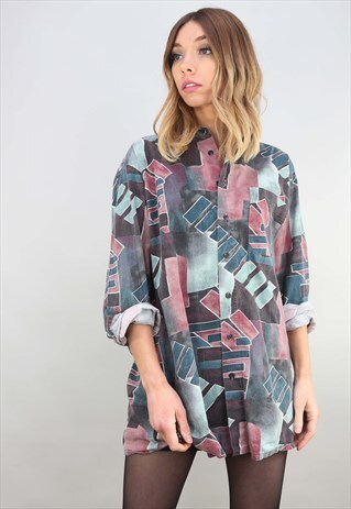 VINTAGE OVERSIZED LONG SLEEVE PATTERNED SHIRT
