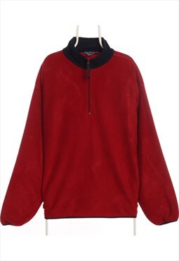 Nautica 90's Quarter Zip Plain Fleece XLarge Red