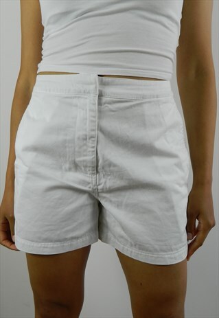 WHITE HIGH WAIST CARGO SUMMER SHORTS
