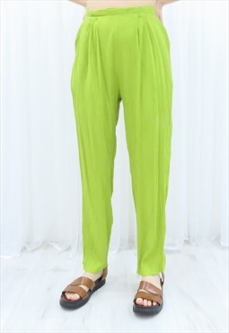 90s Vintage Green High Waisted Trousers