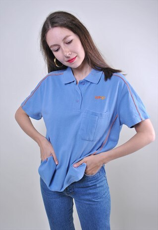 90S WOMAN BLUE UTILITY WORKER POLO TSHIRT