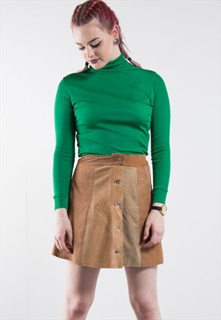 70'S BRIGHT GREEN POLO NECK TOP