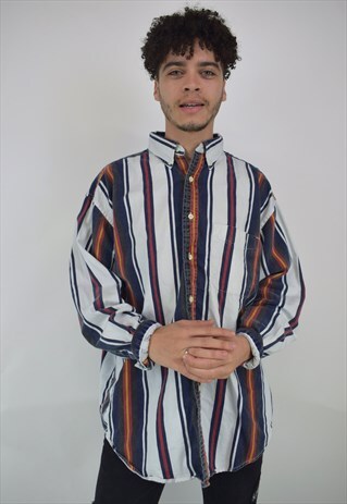 VINTAGE 90'S MULTICOLOURED STRIPED LONG SLEEVE SHIRT