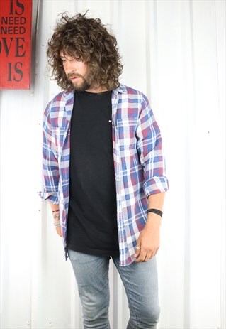 VINTAGE CHECK FLANNEL OVERSIZED GRUNGE INDI SHIRT
