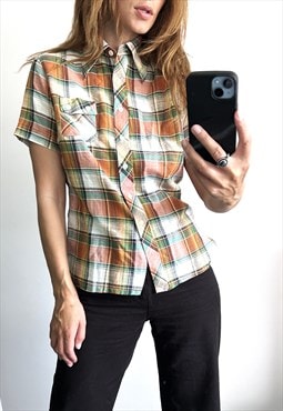 70s Check Preppy Shirt - M