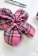 PINK TARTAN FLOWER SCRUNCHIE